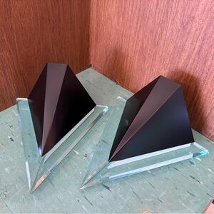 2 vintage 1980’s wall sconce light fixtures black clear blue acrylic post modern